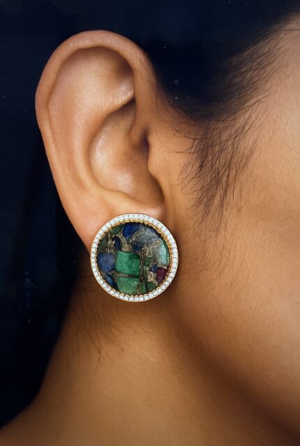 multicolor stone stud earrings