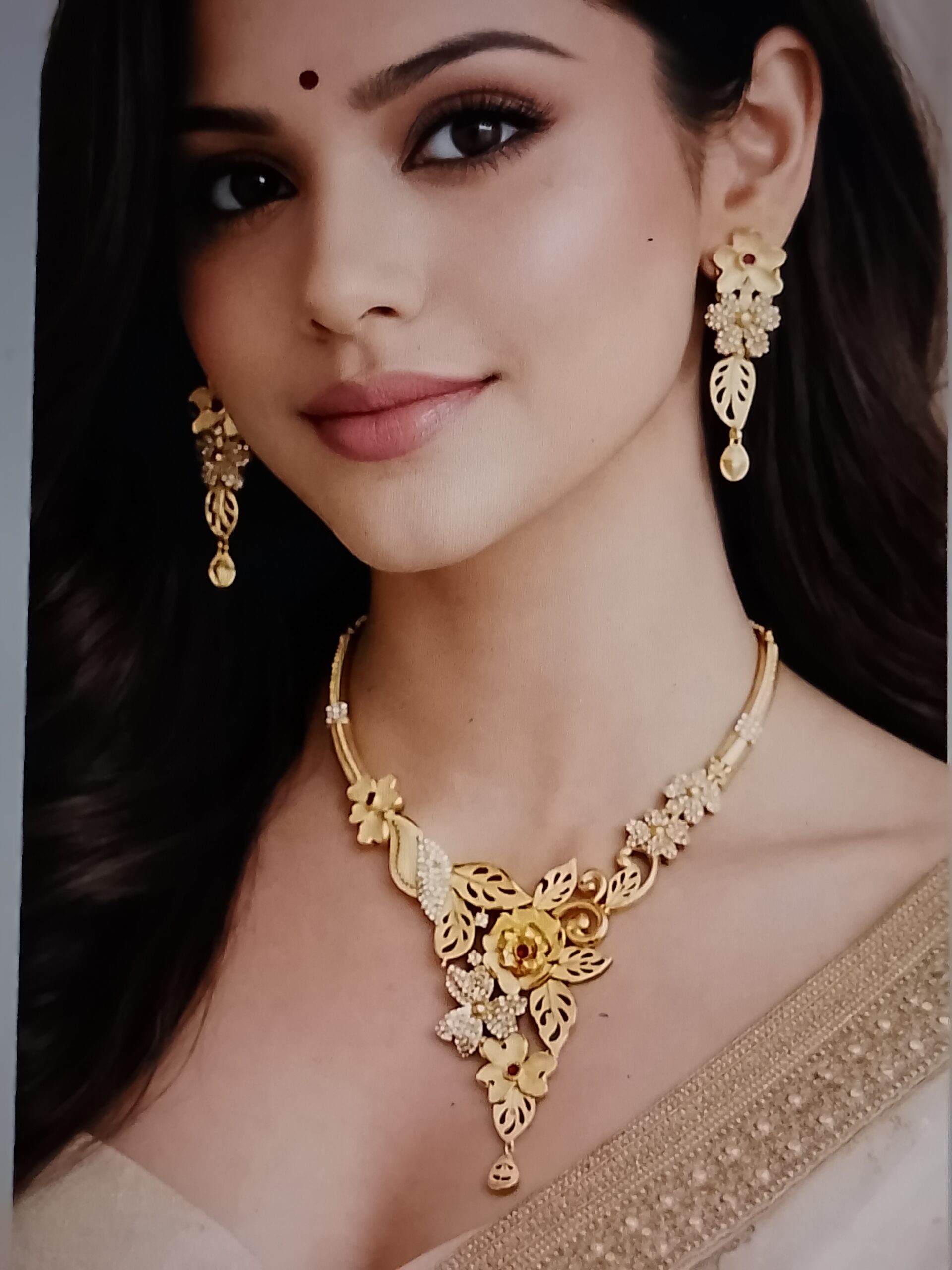 statement floral necklace set gold polish statement floral necklace set gold polish