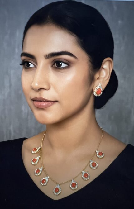 ruby necklace set gold polish