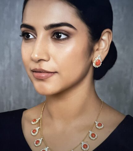 ruby necklace set gold polish