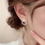 korean sakura blossom crystal stud earrings