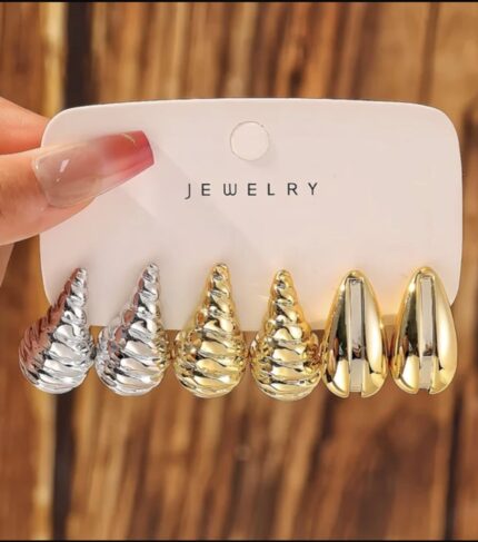combo pack earrings studs gold n silver polish