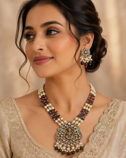 laxmi devi pendent beads multi color