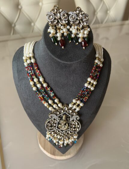 laxmi devi pendent beads multi color