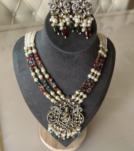 laxmi devi pendent beads multi color