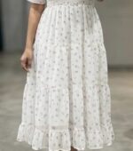 chiffon white micro floral print dress